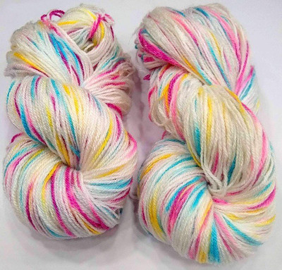 JEFFY Oswal Knitting Yarn Wool Multi White Blue Pink Yellow 200gm. Woolen Crochet Yarn Thread. Wool Yarn for Knitting. Woolen Thread.