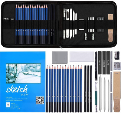 Corslet 35 Pieces Professional Drawing Pencils and Sketch Kit for Artist Drawing Set
