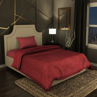 SPACES Solid Single Fleece Blanket for  AC Room(Polyester, DARK RED)