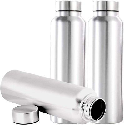 ATROCK Stainless Steel Water bottles Food grade quality | Set of 3 x 1000 ml Bottle(Pack of 3, Steel/Chrome, Steel)