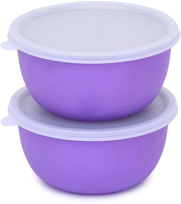 KARFE Stainless Steel Mixing Bowl PLASTIC COATED STAINLESS STEEL MICROWAVE SAFE BOWLS(14CM_2) Disposable(Pack of 2, Purple)