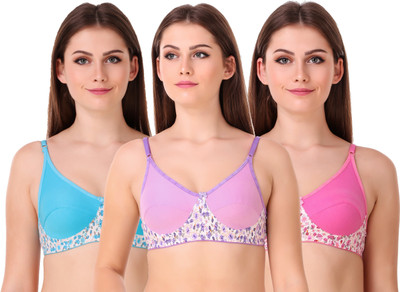 iNrange Women Full Coverage Non Padded Bra(Purple, Blue, Pink)