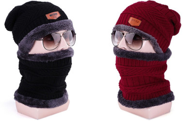 Leuxy Beanie Cap(Pack of 2)