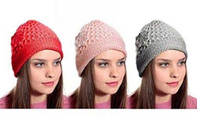 ARYARETAILER Self Design Beanie Cap(Pack of 3)