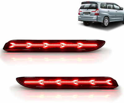 PECUNIA Car Reflector LED Brake Light Bumper Five Arrow (Rear/Back) Matrix Reflector with Wiring Compatible with INNOVA - Set of 2 Pcs, Red Car Fancy Lights(Red)