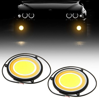 ACCESSOREEZ 3.5-Inch White COB Led DRL with Yellow Turn Signal Light Flexible Round Shape Super Bright Fog Lamp with Indicator For all cars (Set Of 2 PCS) Car Fancy Lights(Yellow, White) ACCESSOREEZ 3.5-Inch White COB Led DRL with Yellow Turn Signal Light Flexible Round Shape Super Bright Fog Lamp with Indicator For all cars (Set Of 2 PCS) Car Fancy Lights(Yellow, White)
