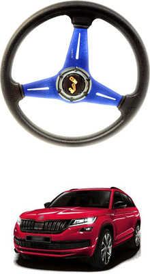 PRTEK Hand Stiched Steering Cover For Skoda Universal For Car(Blue, Tarpaulin, Plastic)