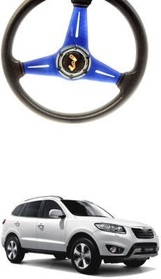 PRTEK Hand Stiched Steering Cover For Hyundai SantaFe(Blue, Tarpaulin, Plastic)