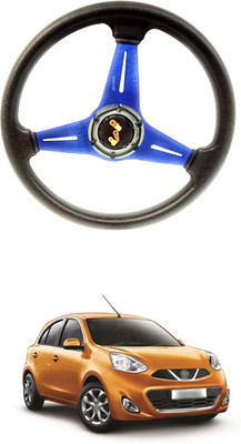 PRTEK Hand Stiched Steering Cover For Nissan Micra(Blue, Tarpaulin, Plastic)