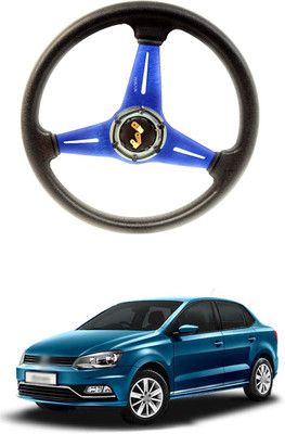 PRTEK Hand Stiched Steering Cover For Volkswagen Polo(Blue, Tarpaulin, Plastic)