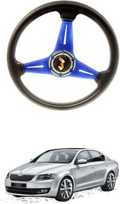 PRTEK Hand Stiched Steering Cover For Skoda Octavia(Blue, Tarpaulin, Plastic)