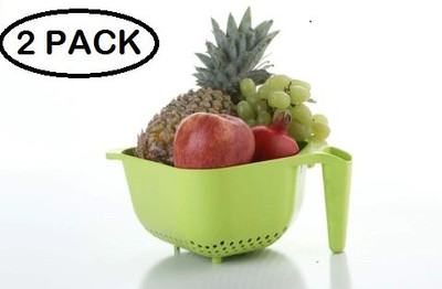 Red Champion Vegetable And Fruits Basket For Kitchen Set Of 2 Pack Sieve(Multicolor Pack of 2)