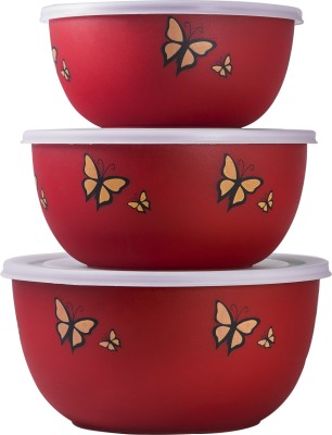 BOWLMAN Stainless Steel Storage Bowl(Pack of 3, Red)