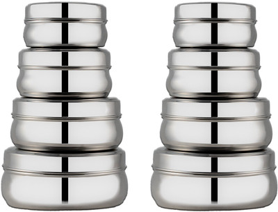 BOWLMAN Steel Utility Container  - 5000 ml(Pack of 8, Silver)