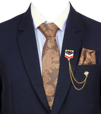 RANDOM STRIPE Satin Tie Pin Set(Brown)