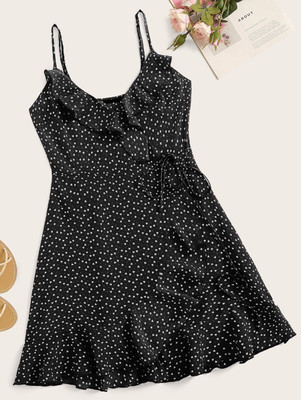FabRange Women A-line Black Knee Length Dress
