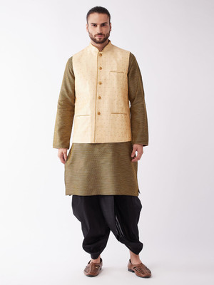 VASTRAMAY Men Kurta Dhoti Pant Ethnic Jacket Set