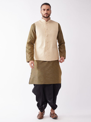 VASTRAMAY Men Kurta Dhoti Pant Ethnic Jacket Set