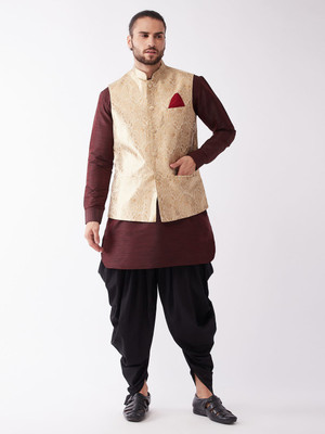 VASTRAMAY Men Kurta Dhoti Pant Ethnic Jacket Set