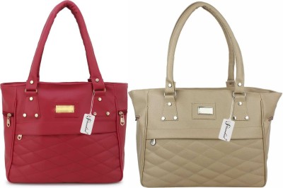 Flamebird Women Maroon, Beige Hand-held Bag(Pack of: 2)