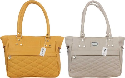 LAVITRA Women Yellow, White Hand-held Bag(Pack of: 2)