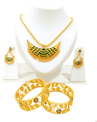balaji gold Copper Gold-plated Green Jewellery Set(Pack of 1)