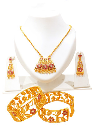 balaji gold Copper Gold-plated Pink Jewellery Set(Pack of 1)