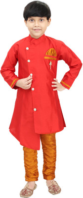 carrydreams Boys Festive & Party Sherwani and Churidar Set(Red Pack of 1)
