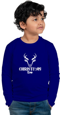 CHOMBOOKA Boys Printed Cotton Blend Regular T Shirt(Blue, Pack of 1)