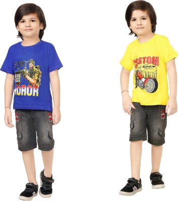 Fashion Garments Baby Boys & Baby Girls Colorblock Pure Cotton T Shirt(Multicolor, Pack of 2)
