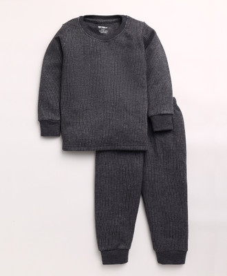 MOONKIDS Top - Pyjama Set For Baby Boys & Baby Girls(Grey, Pack of 1)