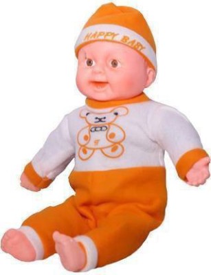 Tricolor Happy Baby Musical Touch Sensors and Laughing Doll for Kids Boys & Girls Doll with Sound Indoor & Outdoor Play Toys (Orange, White) (Multicolor)(Multicolor)