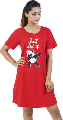 BEFLI Women Nighty(Red)