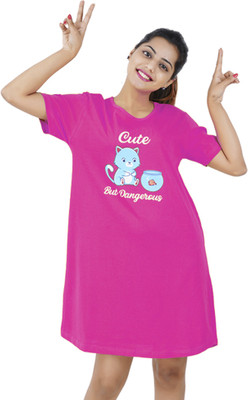 BEFLI Women Nightshirts(Pink)
