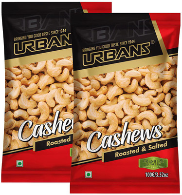 URBANS 200Grams Premium Roasted Toasted & Salted Cashew Pack of 2 (100Gram Each) Cashews(2 x 100 g)
