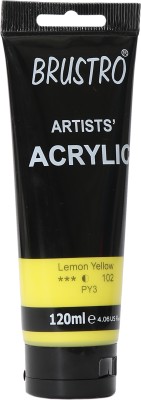 BRuSTRO Artists' Acrylic 120ml Lemon Yellow(Set of 1, Lemon Yellow)