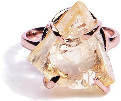 Gempro Certified Natural Raw Citrine Trendy Crystal Ring