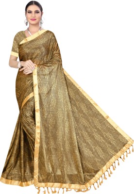 RamKrupa Creation Striped Bollywood Lycra Blend Saree(Beige)