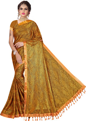 nv patel Self Design Bollywood Lycra Blend Saree(Mustard)