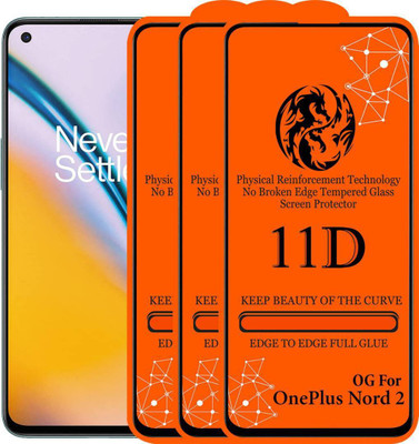 aplexx Edge To Edge Tempered Glass for OnePlus Nord 2, | 11D Premium Quality Full Glue 9H Hardness Anti Scratch Full Edge(Pack of 3)