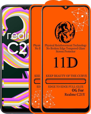 aplexx Edge To Edge Tempered Glass for Realme C21Y | 11D Premium Quality Full Glue 9H Hardness Anti Scratch Full Edge(Pack of 2)