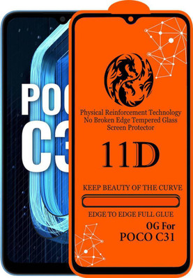 aplexx Edge To Edge Tempered Glass for Poco C31 | 11D Premium Quality Full Glue 9H Hardness Anti Scratch Full Edge(Pack of 1)
