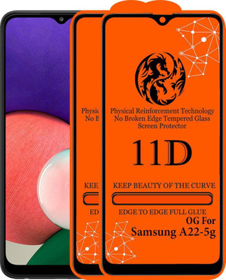aplexx Edge To Edge Tempered Glass for Samsung Galaxy A22 5G | 11D Premium Quality Full Glue 9H Hardness Anti Scratch Full Edge(Pack of 2)