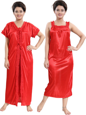 SHOPPING STATION Women Nighty(Red)