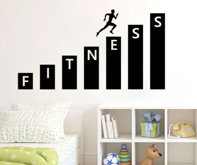 LYOMAN 59 cm fitnessdecal-blk Non-Reusable Sticker(Pack of 1)