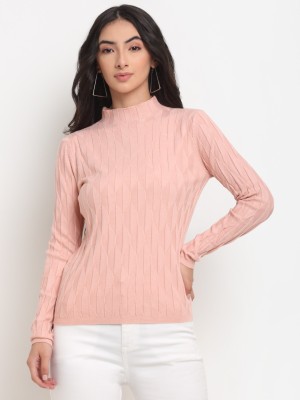 GLOBAL REPUBLIC Solid Turtle Neck Casual Women Pink Sweater