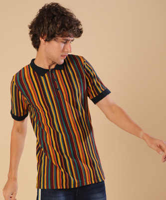 CAMPUS SUTRA Striped Men Polo Neck Multicolor T-Shirt