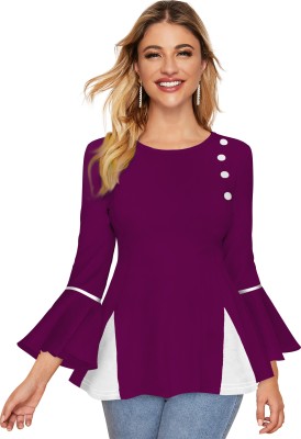 Shreeraj Fashion Casual Solid Women Purple Top