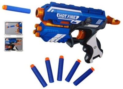 BONGERKING Manual Blaze Storm Gun Blaster with 10 Foam Bullets for Kids, Blue Guns & Darts(Blue)