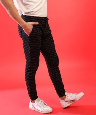 CAMPUS SUTRA Striped Men Black Track Pants